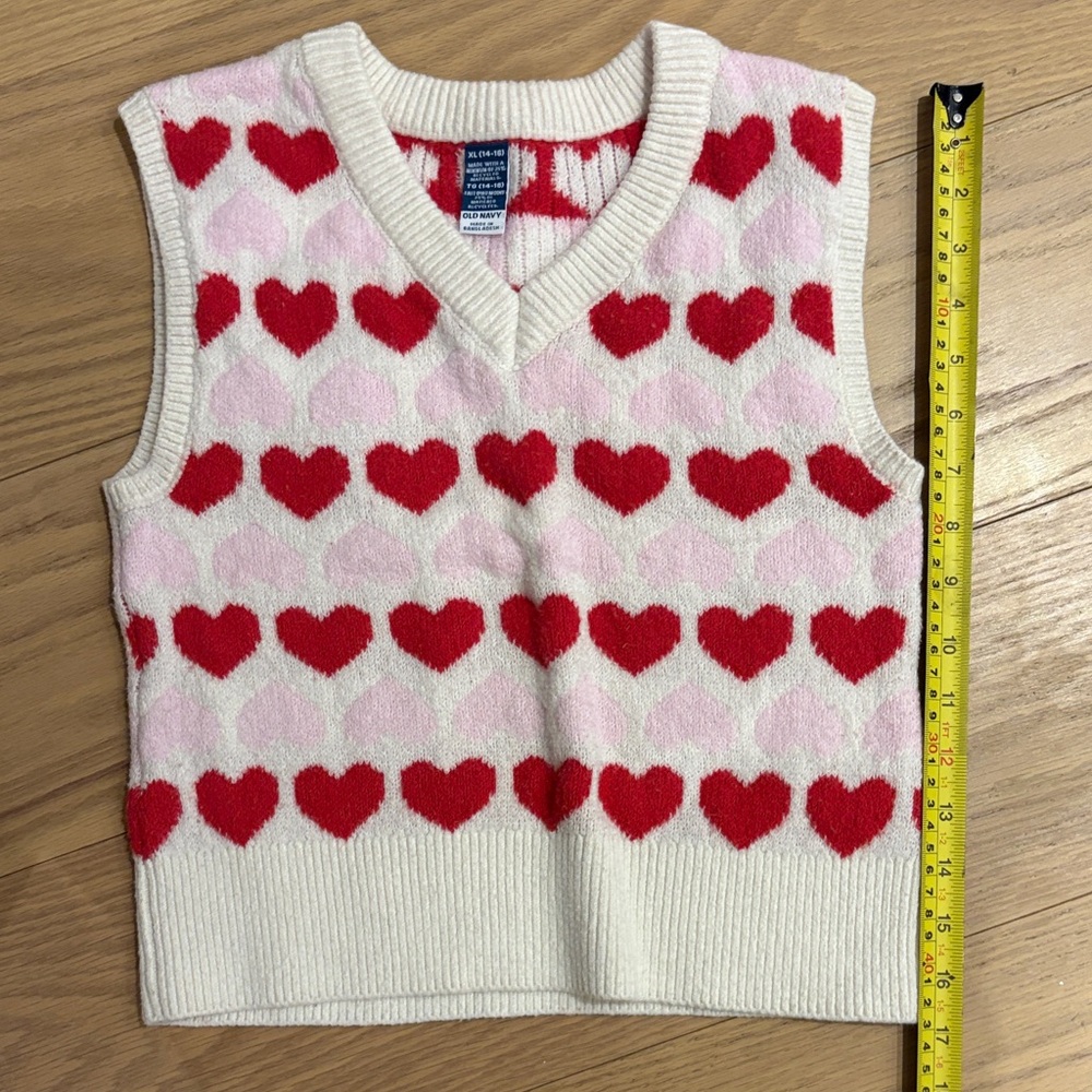 Old Navy Cream and Red Knit Vest